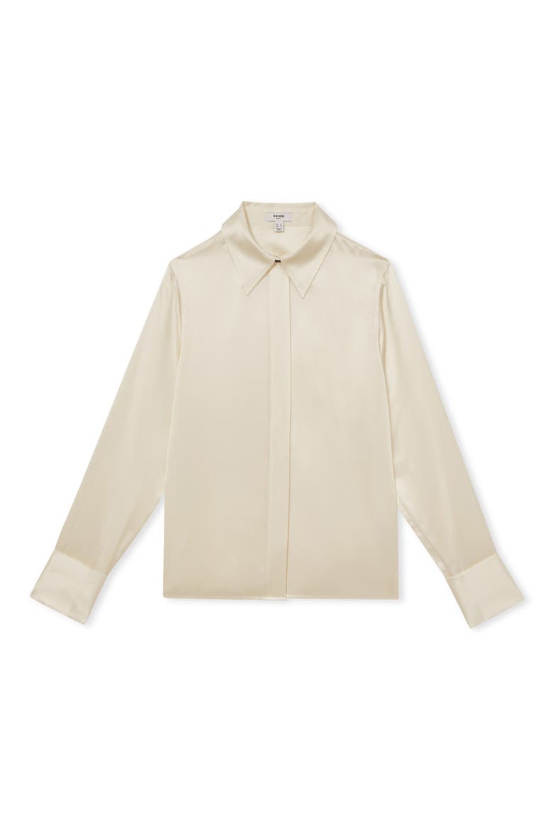 Ameira Silk Button-Up Shirt, Alternate, color, IVORY