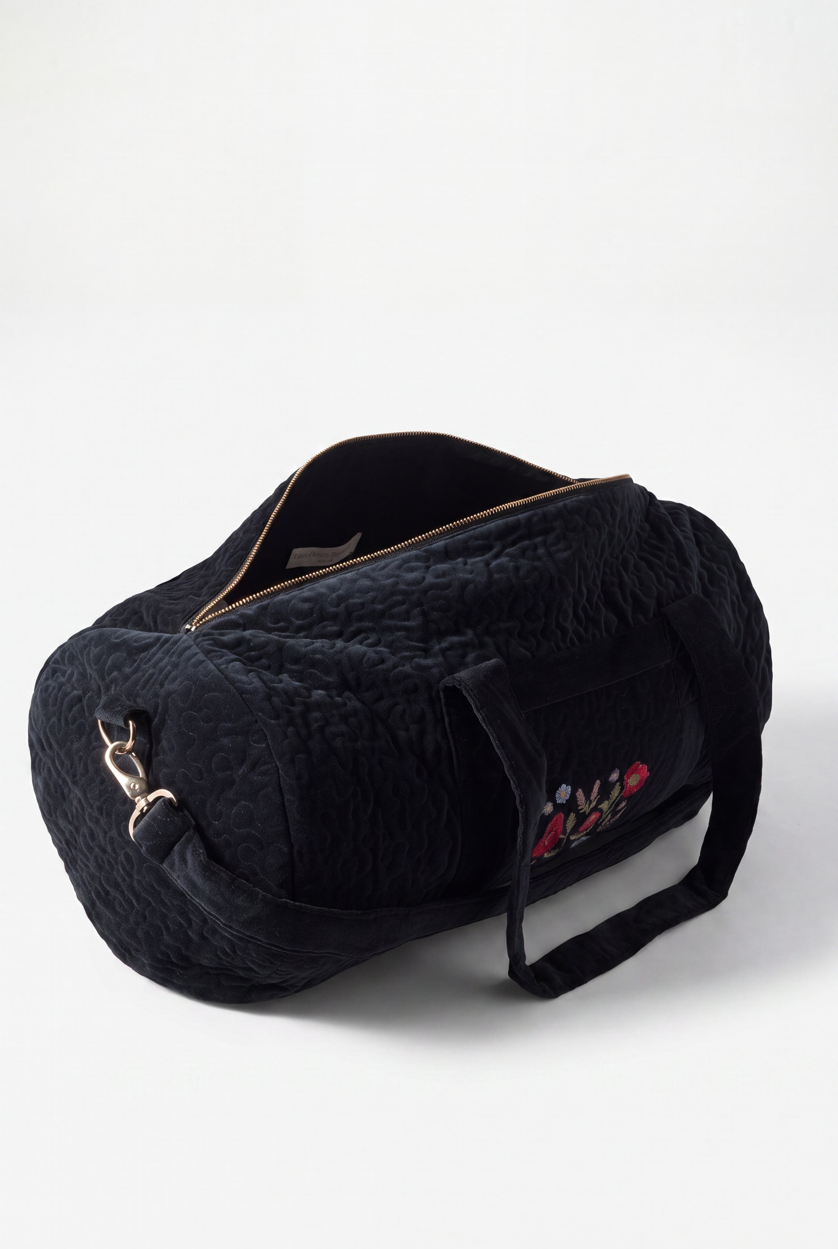 Poppy Meadow Velvet Overnight Bag, Alternate, color, Charcoal