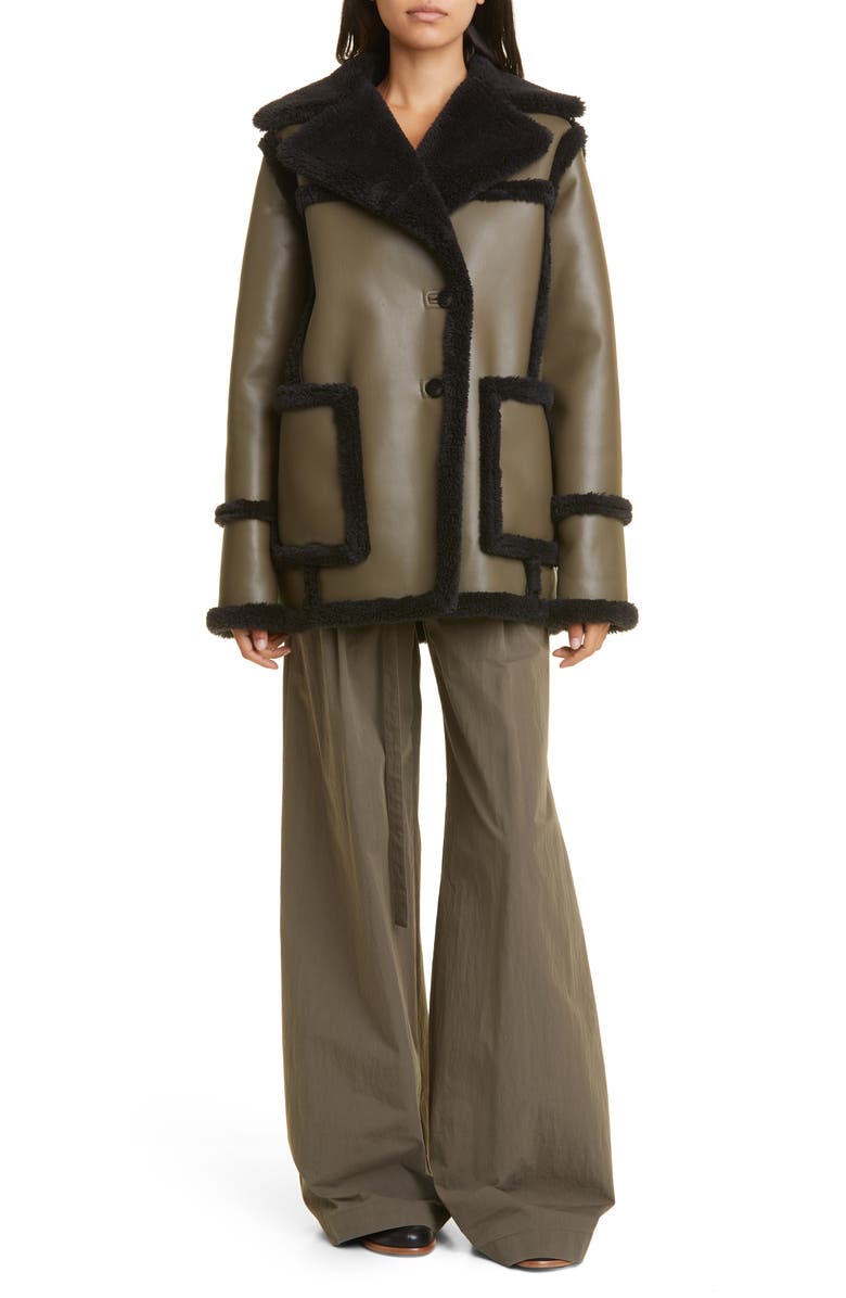 Proenza Schouler White Label Faux Shearling Jacket, Alternate, color, Wood/ Black