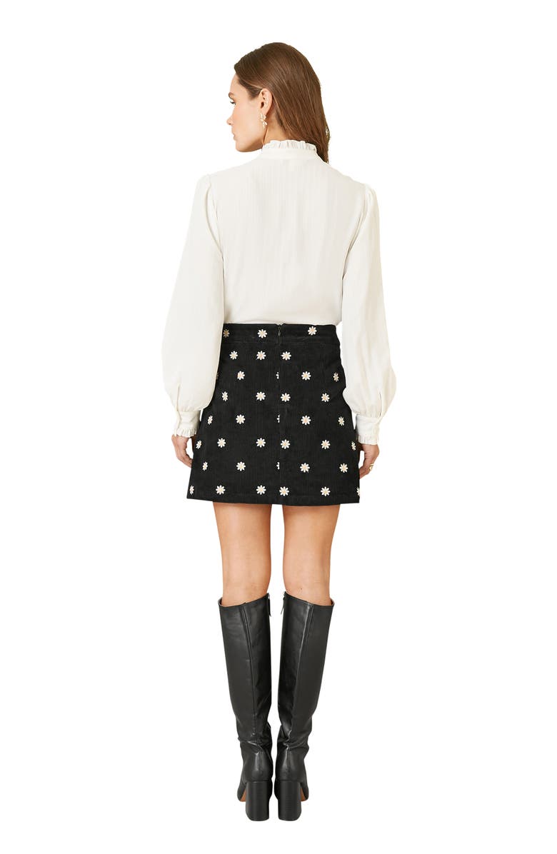 Yumi Corduroy Daisy Mini Skirt, Alternate, color, Black