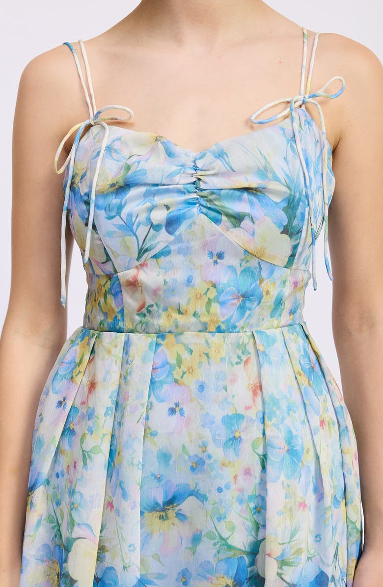 En Saison Vivian Tie Straps Midi Dress, Alternate, color, Ivory Blue Yellow