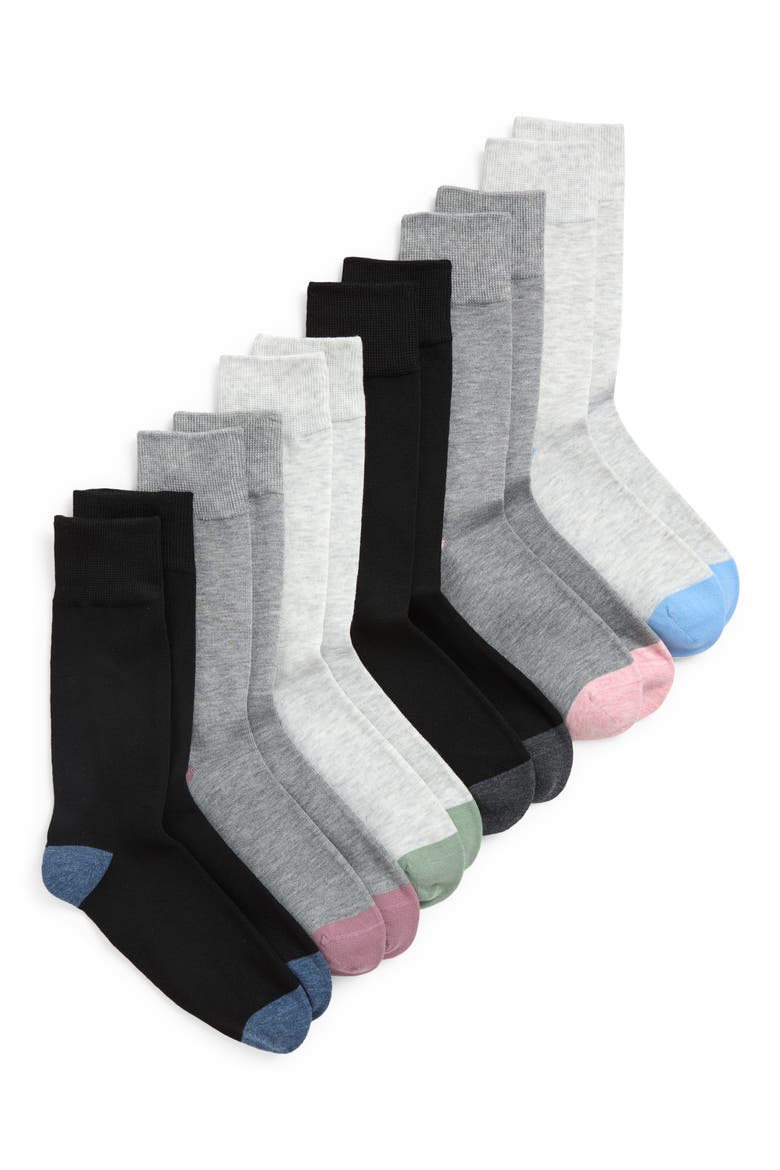 Assorted 6-Pack Crew Socks, Main, color, BLACK