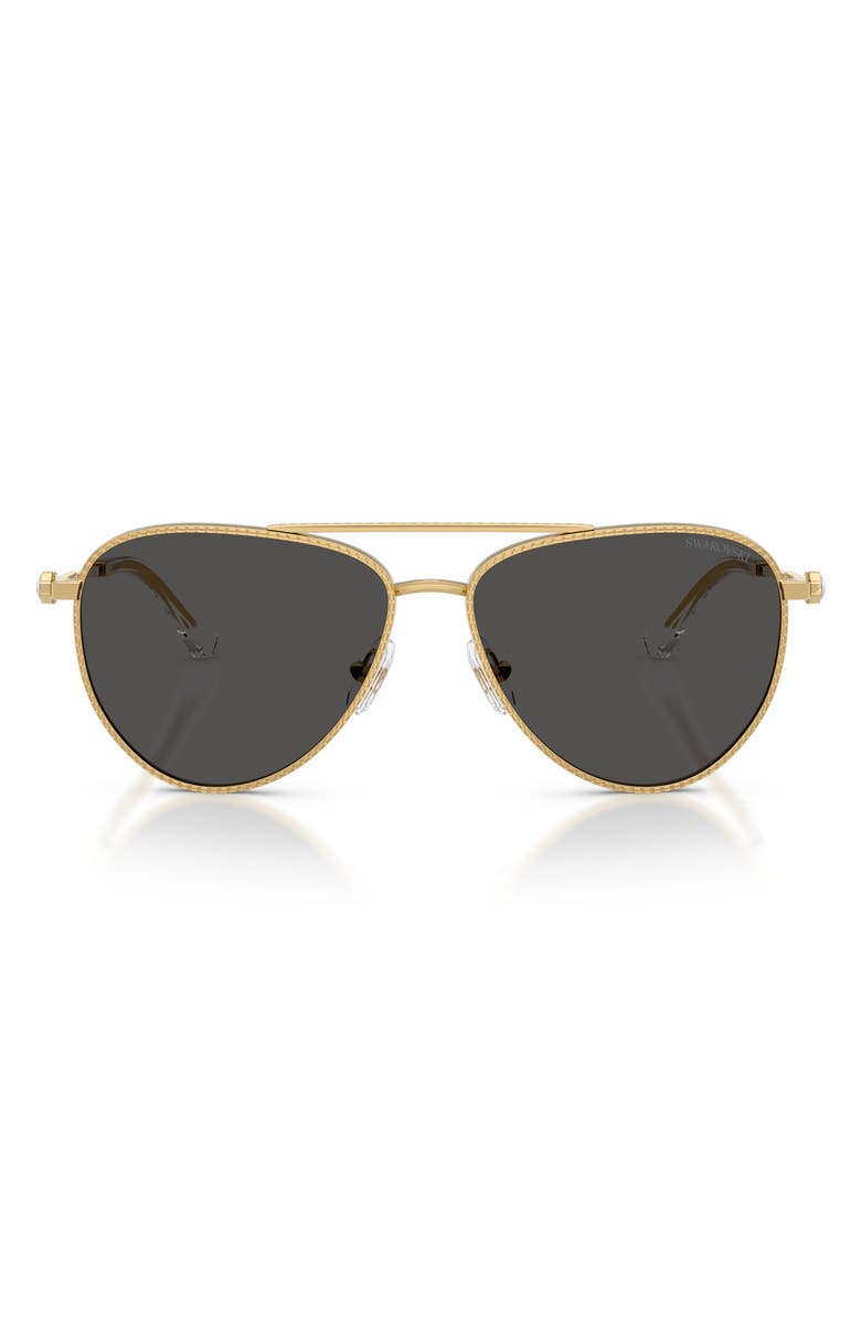 Swarovski 59mm Pilot Sunglasses, Main, color, Gold / Dark Grey