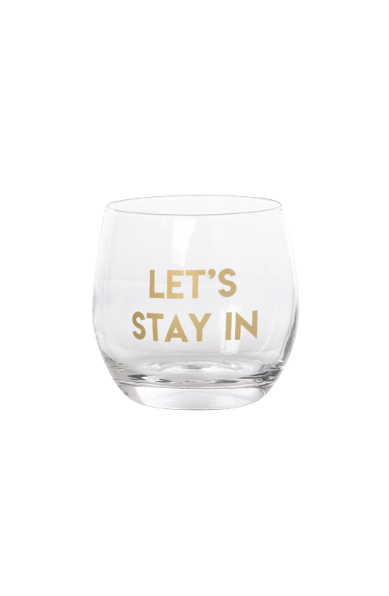 Totalee Gift Let's Stay In/Out Mini Glasses Set of 2 Glass Clear 10 oz, Alternate, color,