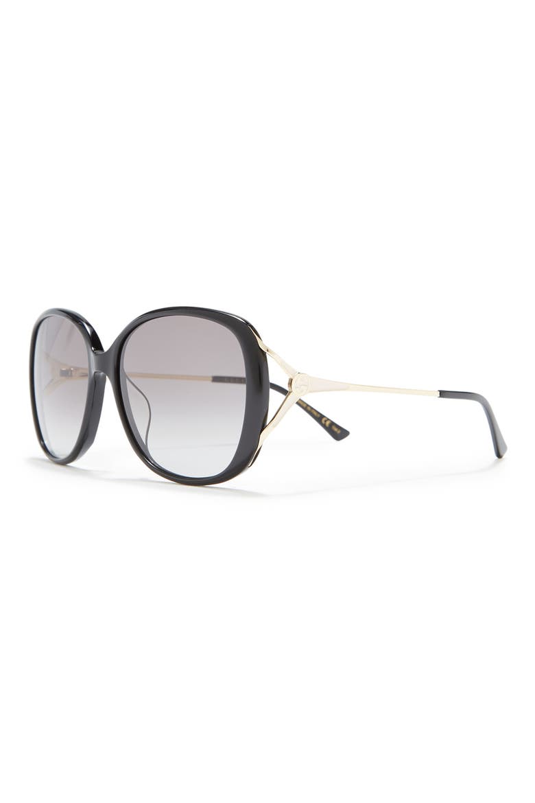 58mm Oval Sunglasses, Alternate, color, BLACK