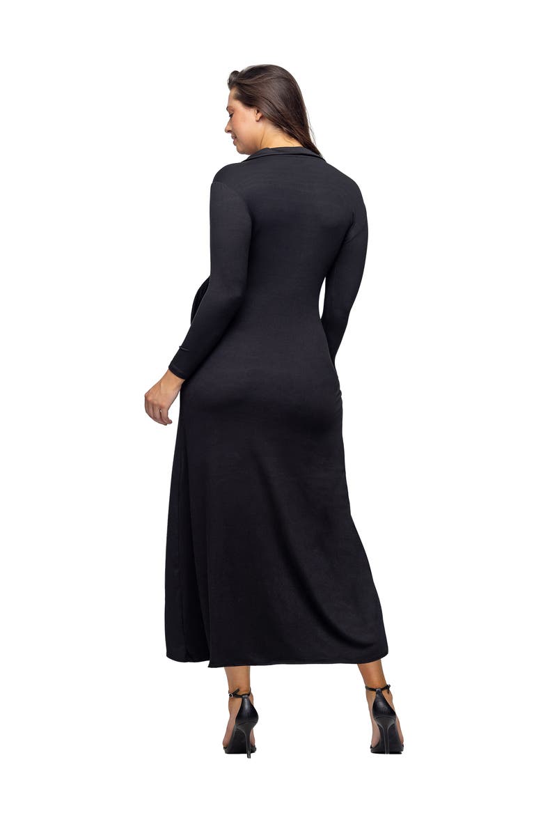Comfortable Collared Wrap Maxi Dress, Alternate, color, Black
