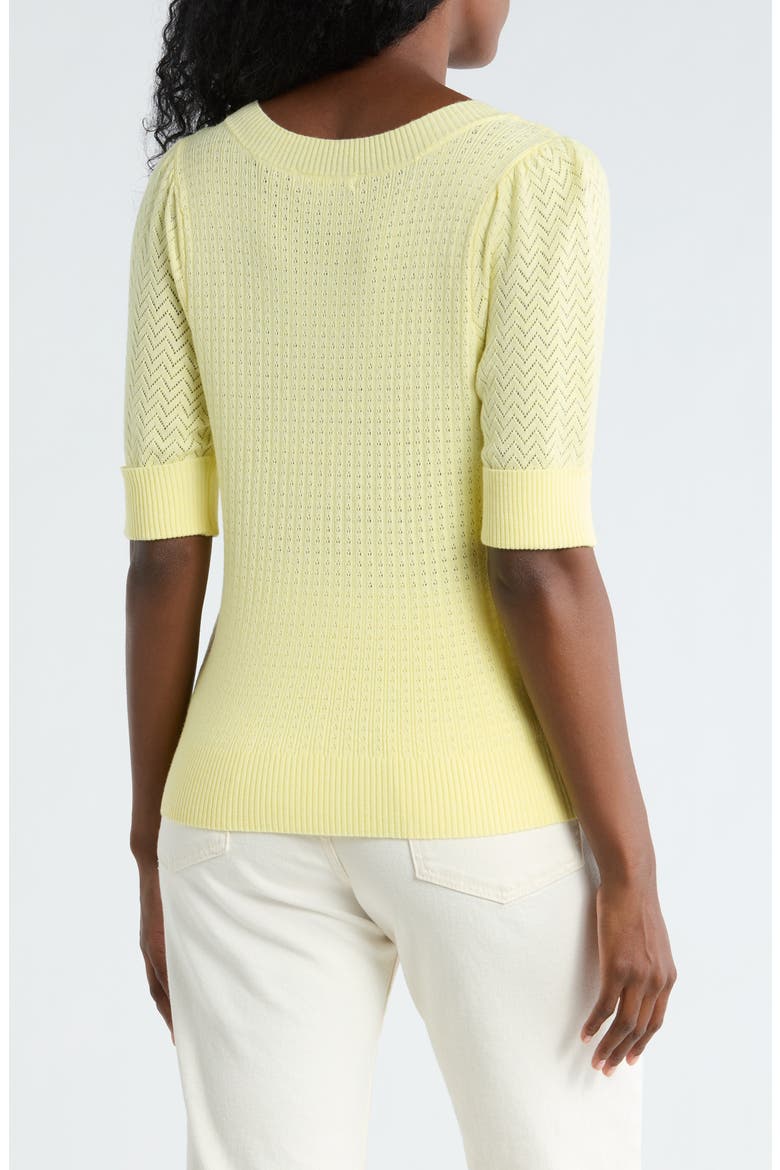 Pointelle Stitch Sweater, Alternate, color, BUTTER YELLOW