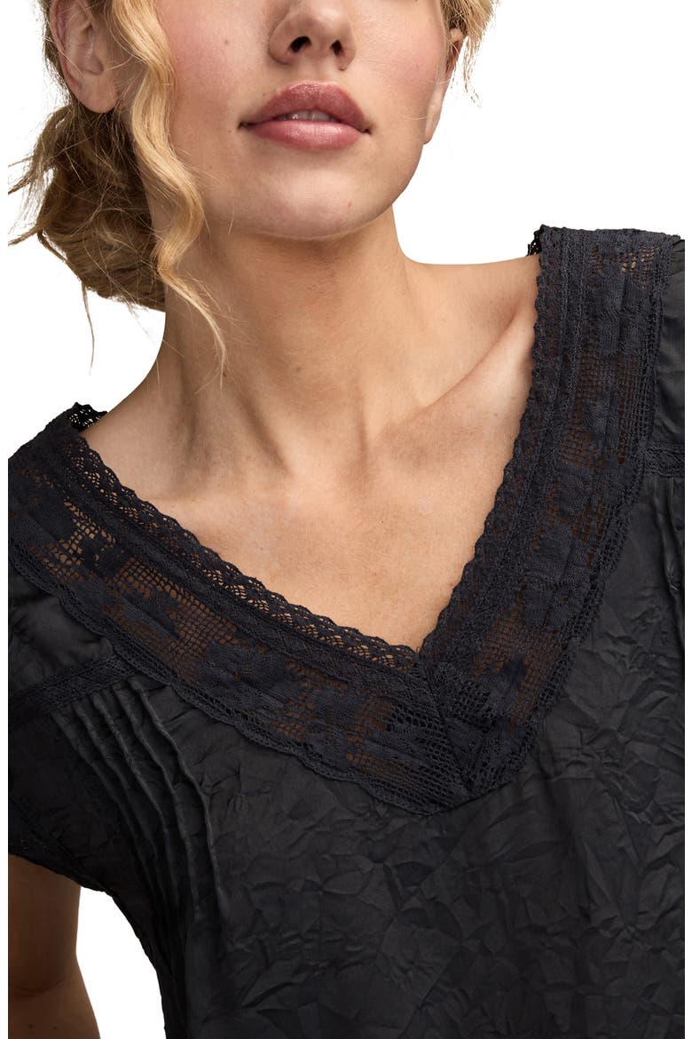 Lace Cap Sleeve Shirt, Alternate, color, INDIA INK