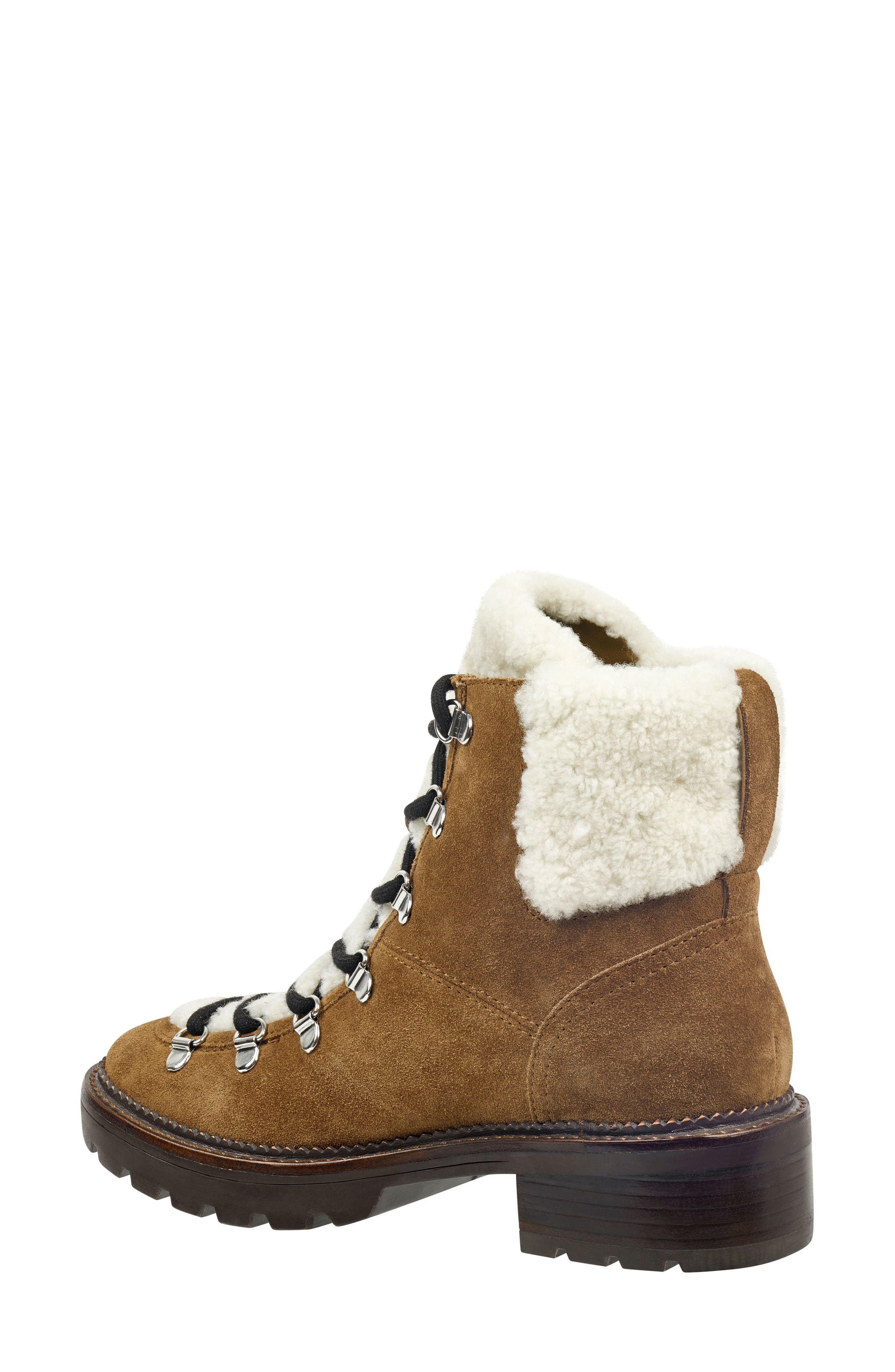 Marc Fisher LTD Capell Genuine Shearling Cuff Lace-Up Boot, Alternate, color, 