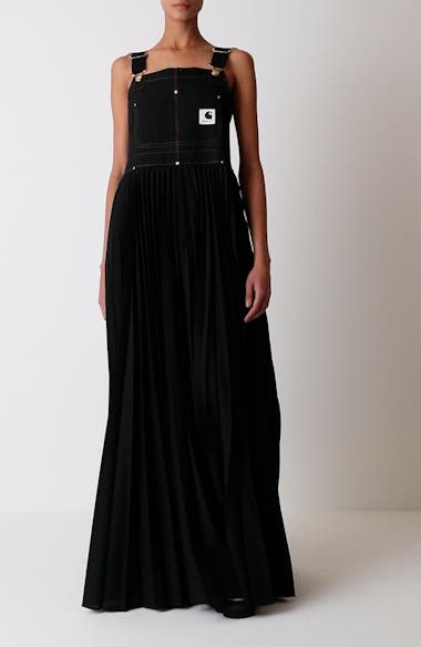 【まいねろsuさん専用】sacai×Carhartt Dress Sacai Carhartt WIP Mixed Media Pleated Skirt Overall Maxi