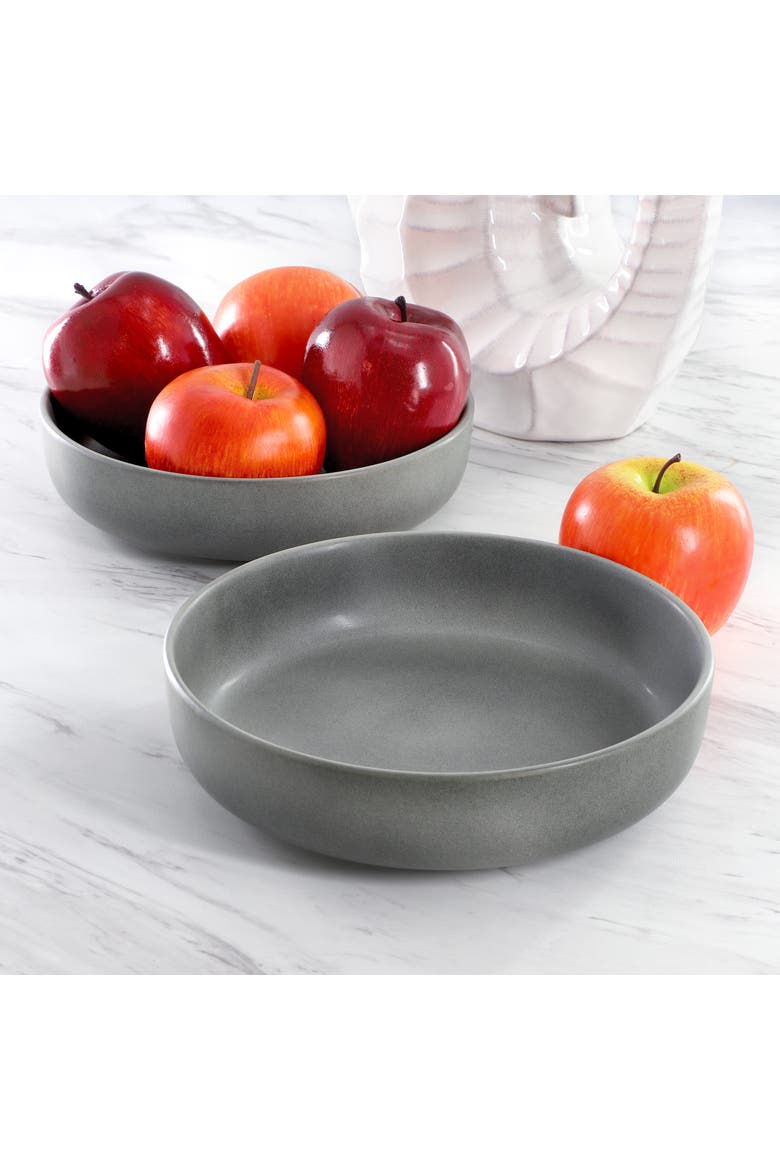 Bryant Park 2 Piece 8 Inch Stoneware Dinner Bowl Set, Alternate, color, Gray