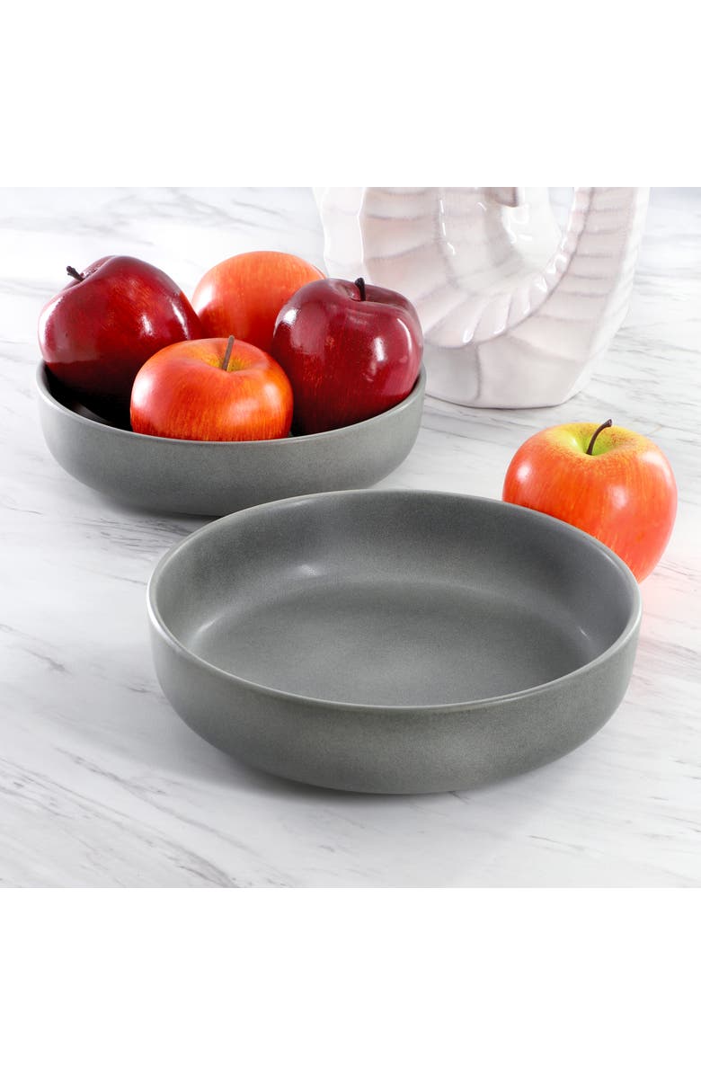 Soho Lounge Bryant Park 2 Piece 8 Inch Stoneware Dinner Bowl Set, Alternate, color, Gray