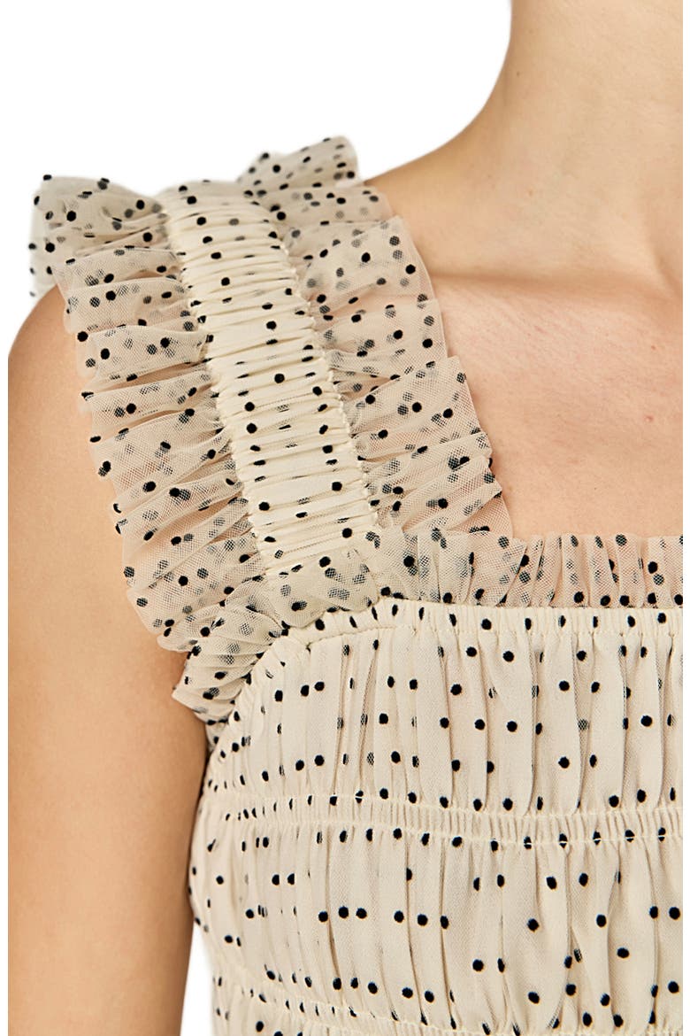 Frill Detail Polka Dot Dress, Alternate, color, WHITE/ BLACK