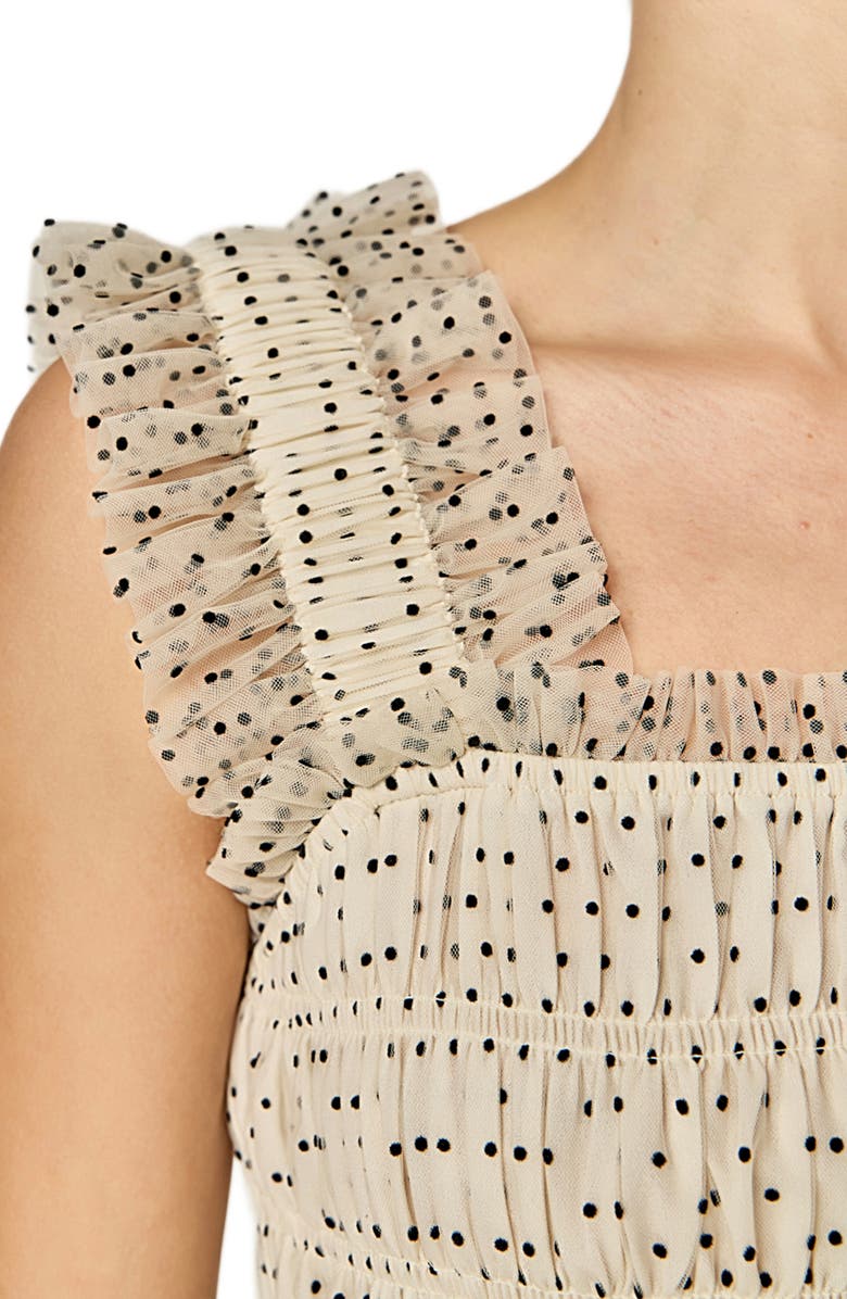 English Factory Frill Detail Polka Dot Dress, Alternate, color, White/ Black