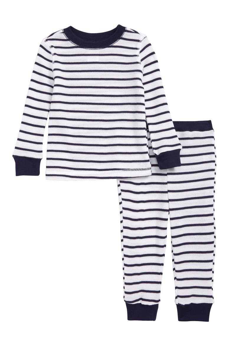 Fitted Thermal Two-Piece Pajamas (Nordstrom Exclusive), Main, color, NAVY AND WHITE STRIPE