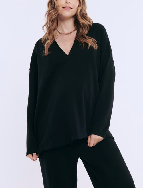 Motherhood Maternity V-neck Pullover Scuba Hoodie In Black