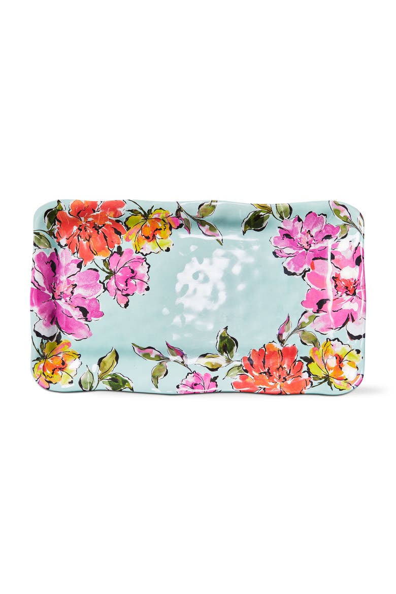 In Bloom Melamine Rect Platter Multi Melamine Spring, Main, color, Blue