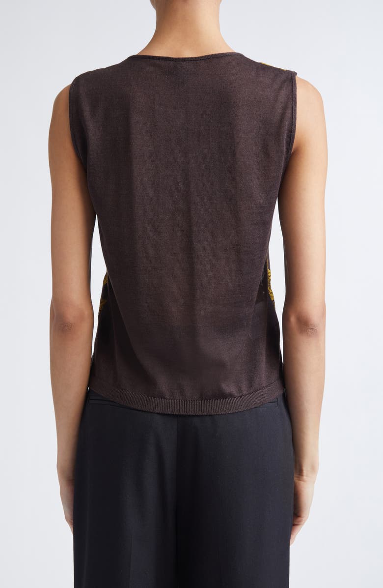 Giambattista Valli Metallic Floral Jacquard Cashmere & Silk Sweater, Alternate, color, Brown