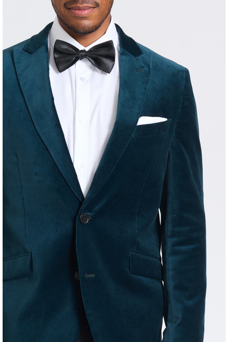 Deep Sea Peak Lapel Velvet Blazer, Alternate, color, GREEN