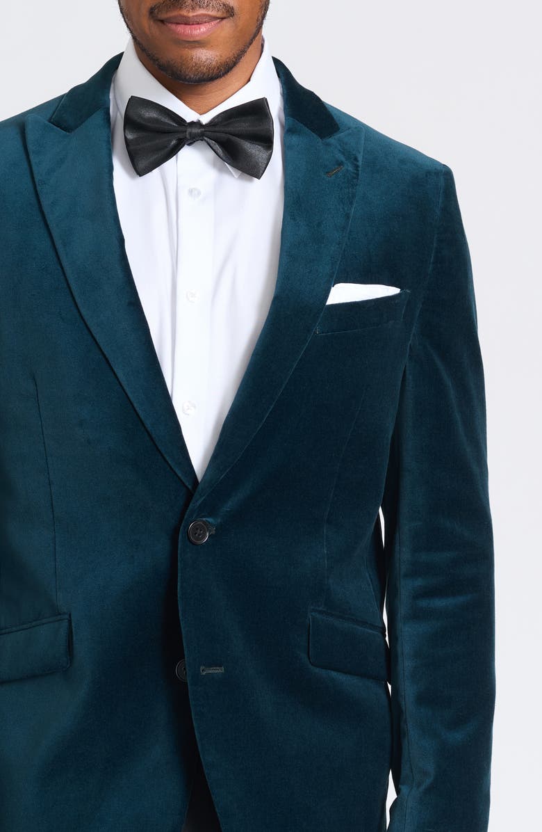 SAVILE ROW CO Deep Sea Peak Lapel Velvet Blazer, Alternate, color, Green