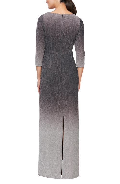 Alex Evenings Ombré Knot Front Gown In Black