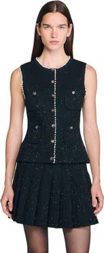 SANDRO Decorative tweed waistcoat