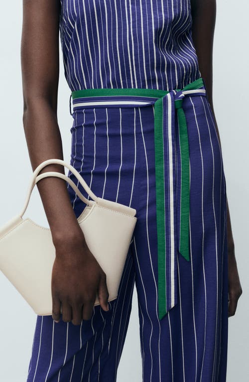 Mango Stripe Tie Waist Jumpsuit