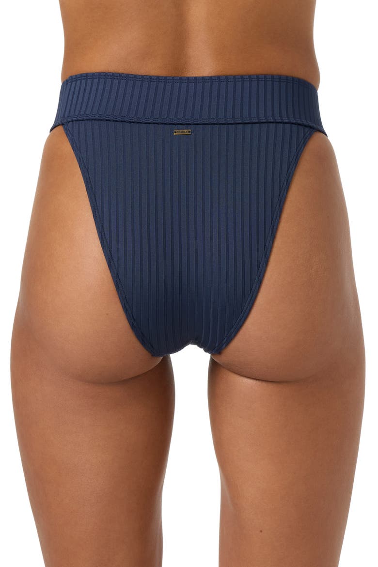 Shorebreak Rib Santa Barbara High Waist Bikini Bottoms, Alternate, color, NAVY