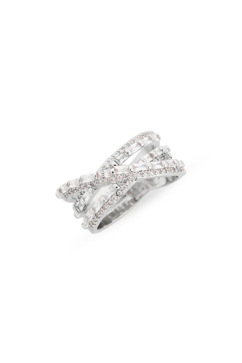 Crossover CZ Ring, Main, color, CLEAR- SILVER