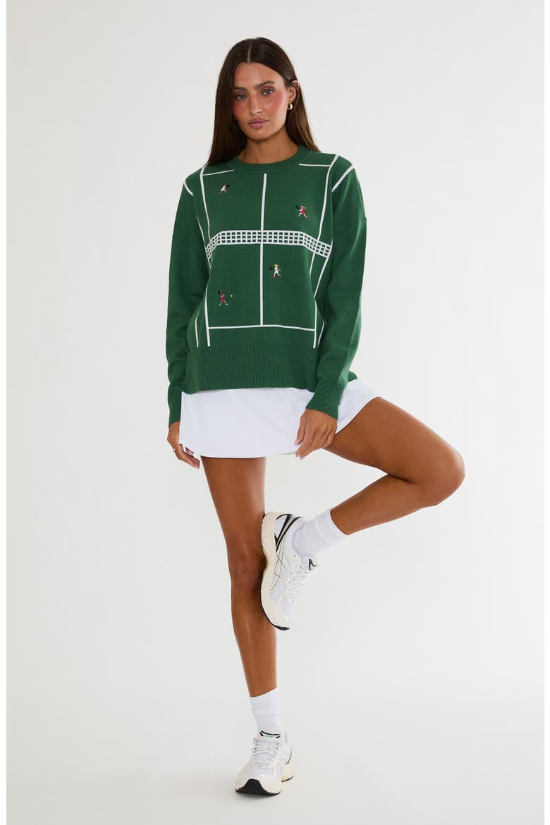 Callie Embroidered Sweater, Alternate, color, RALLY GREEN TENNIS