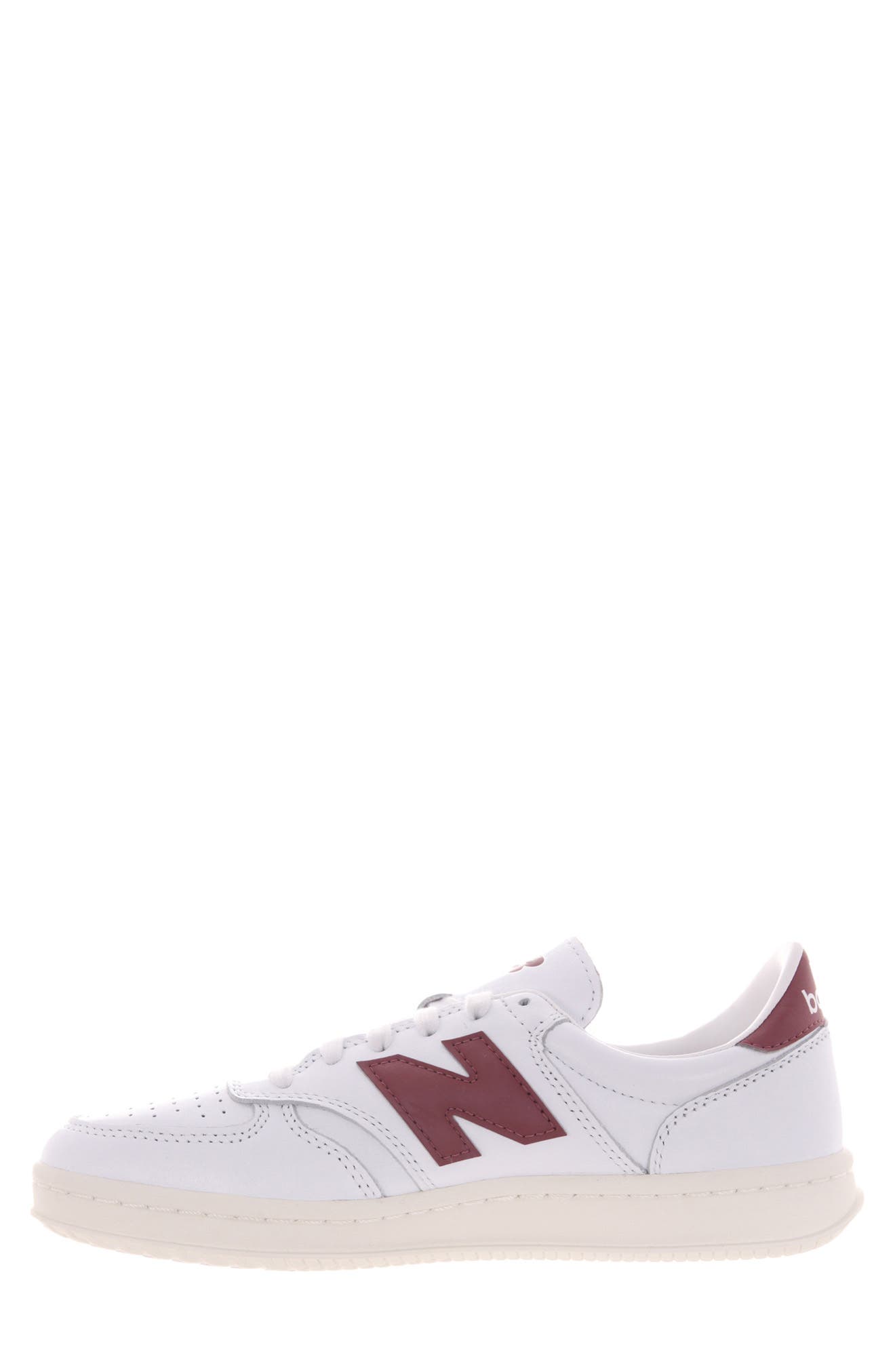 New Balance T500 Tennis Sneaker, Alternate, color, White/ Washed Burgundy