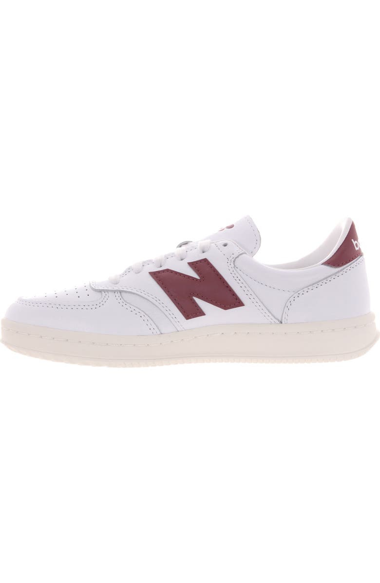 New Balance T500 Tennis Sneaker, Alternate, color, White/ Washed Burgundy