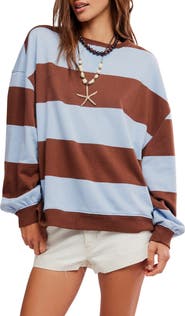 Free People Oversize Stripe Sweatshirt