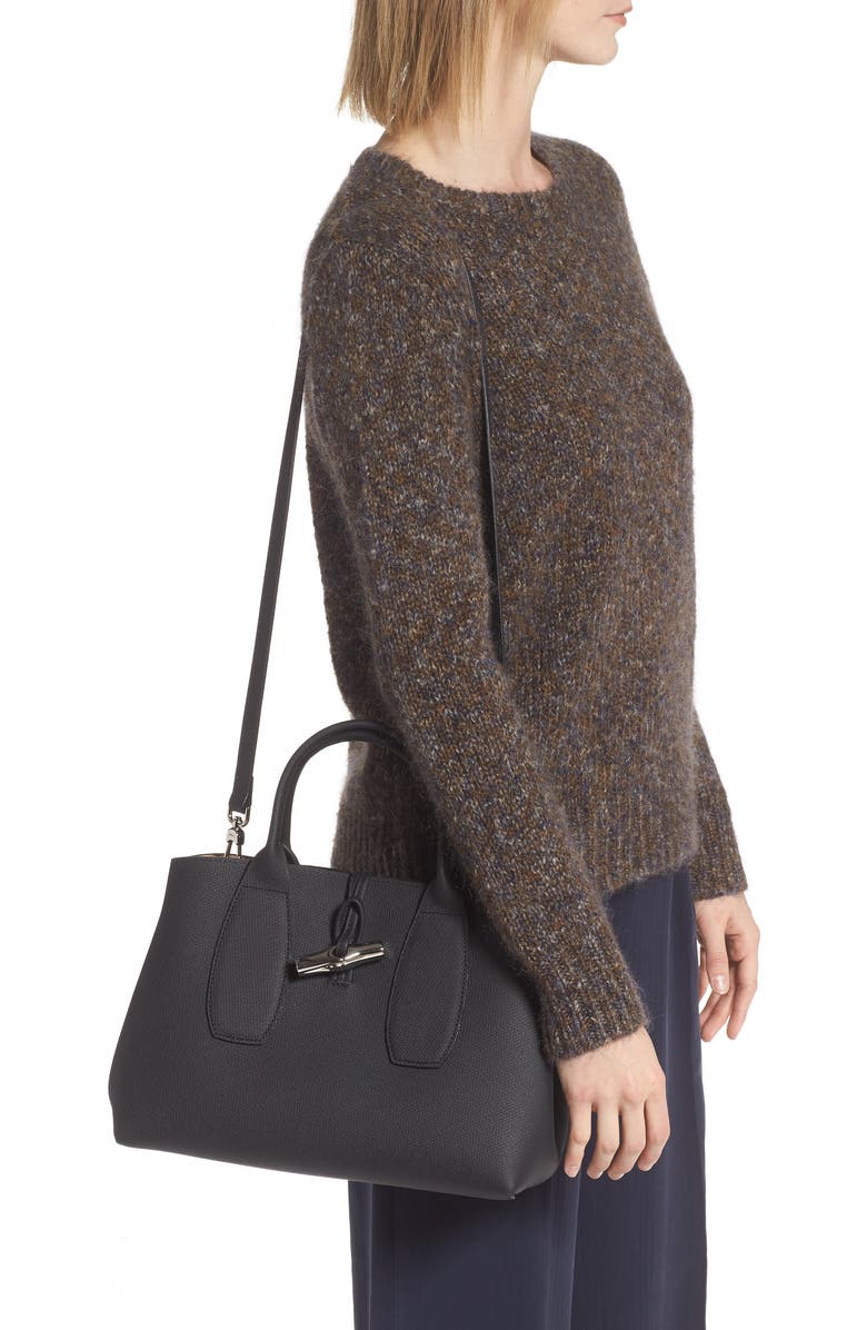 Longchamp Medium Roseau Leather Tote, Alternate, color,