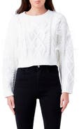 Endless Rose Feather Trim Crop Sweater