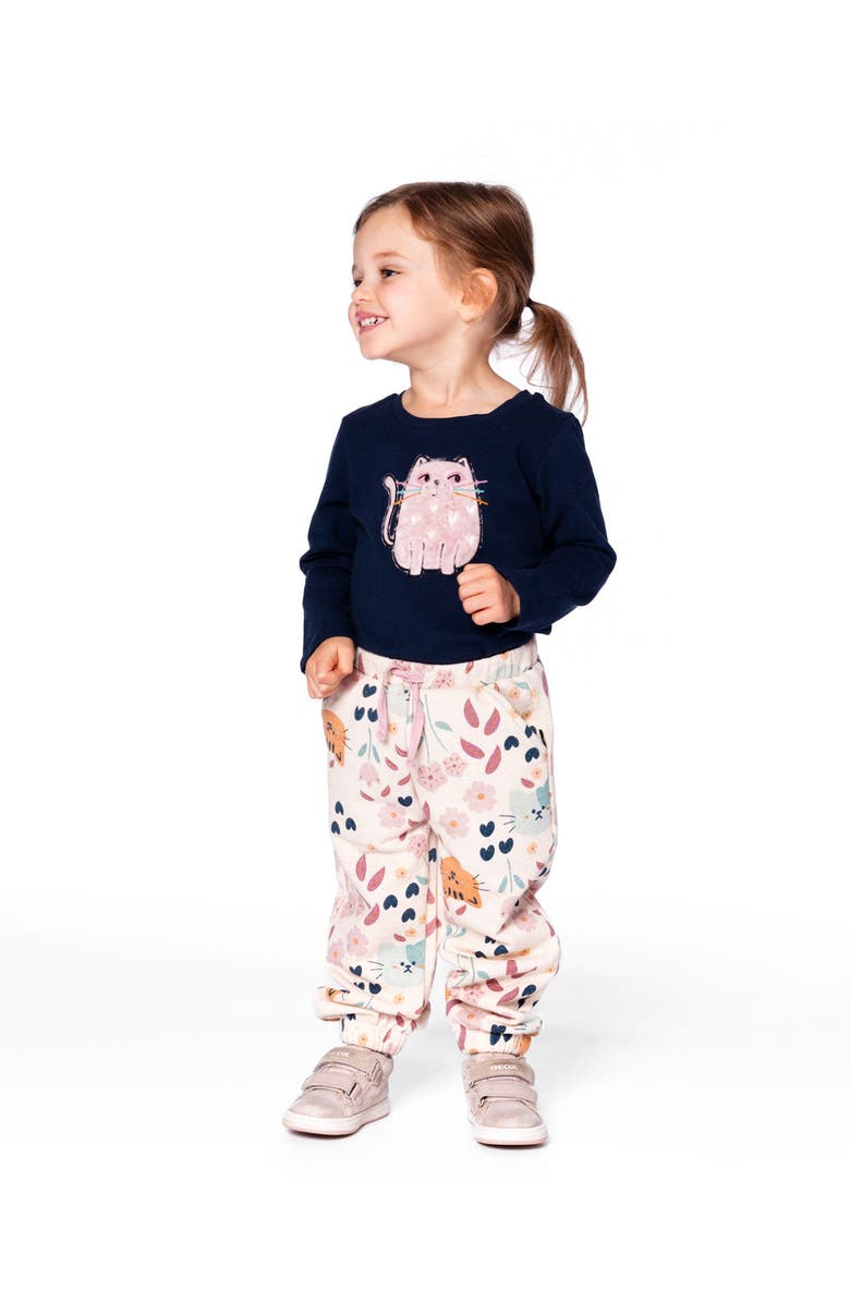 Deux par Deux Glittering French Terry Sweatpant Cat, Alternate, color,