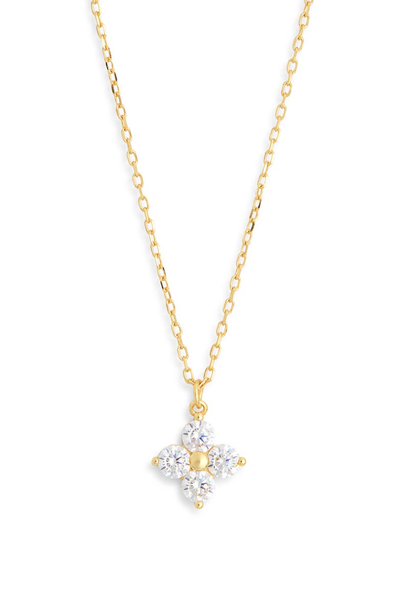 Clover Cubic Zirconia Cluster Pendant Necklace, Main, color, GOLD