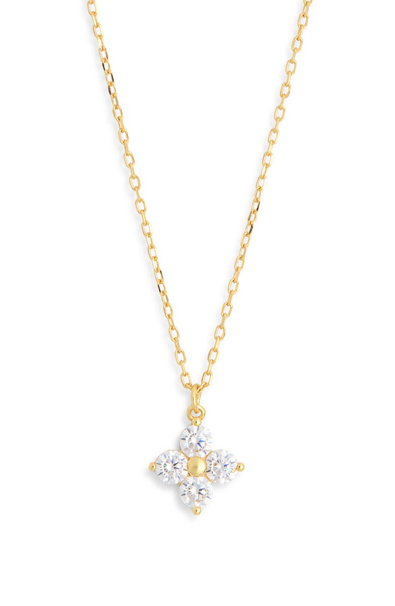 Argento Vivo Sterling Silver Clover Cubic Zirconia Cluster Pendant Necklace, Main, color, Gold