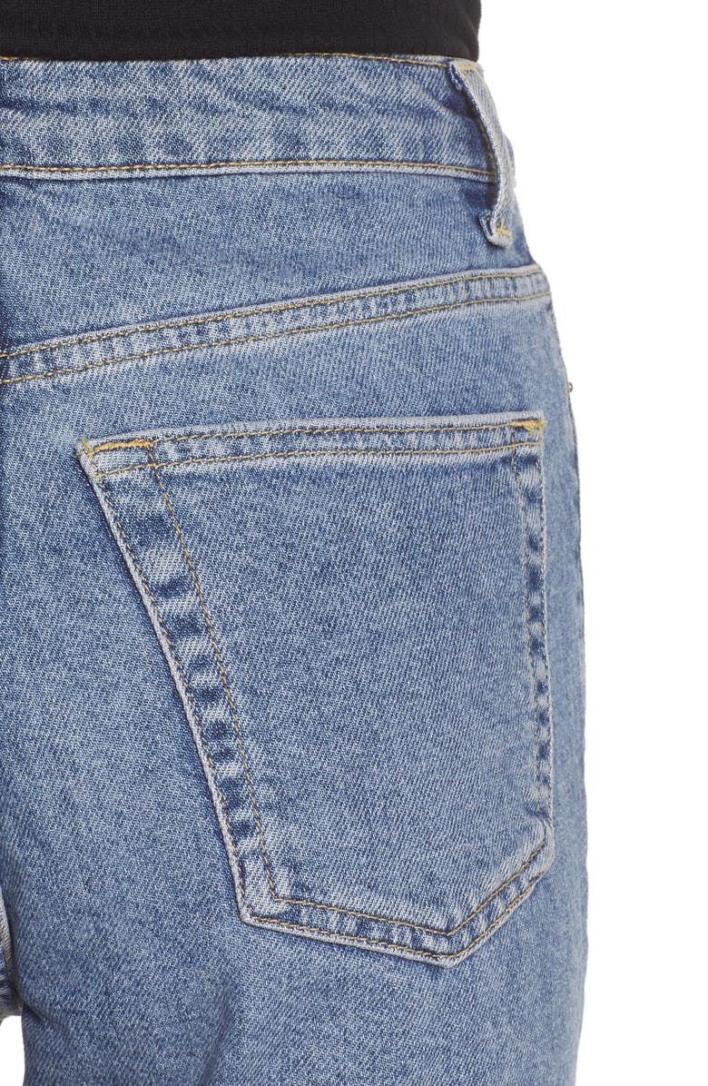 Topshop High Waist Raw Hem Jeans, Alternate, color, 
