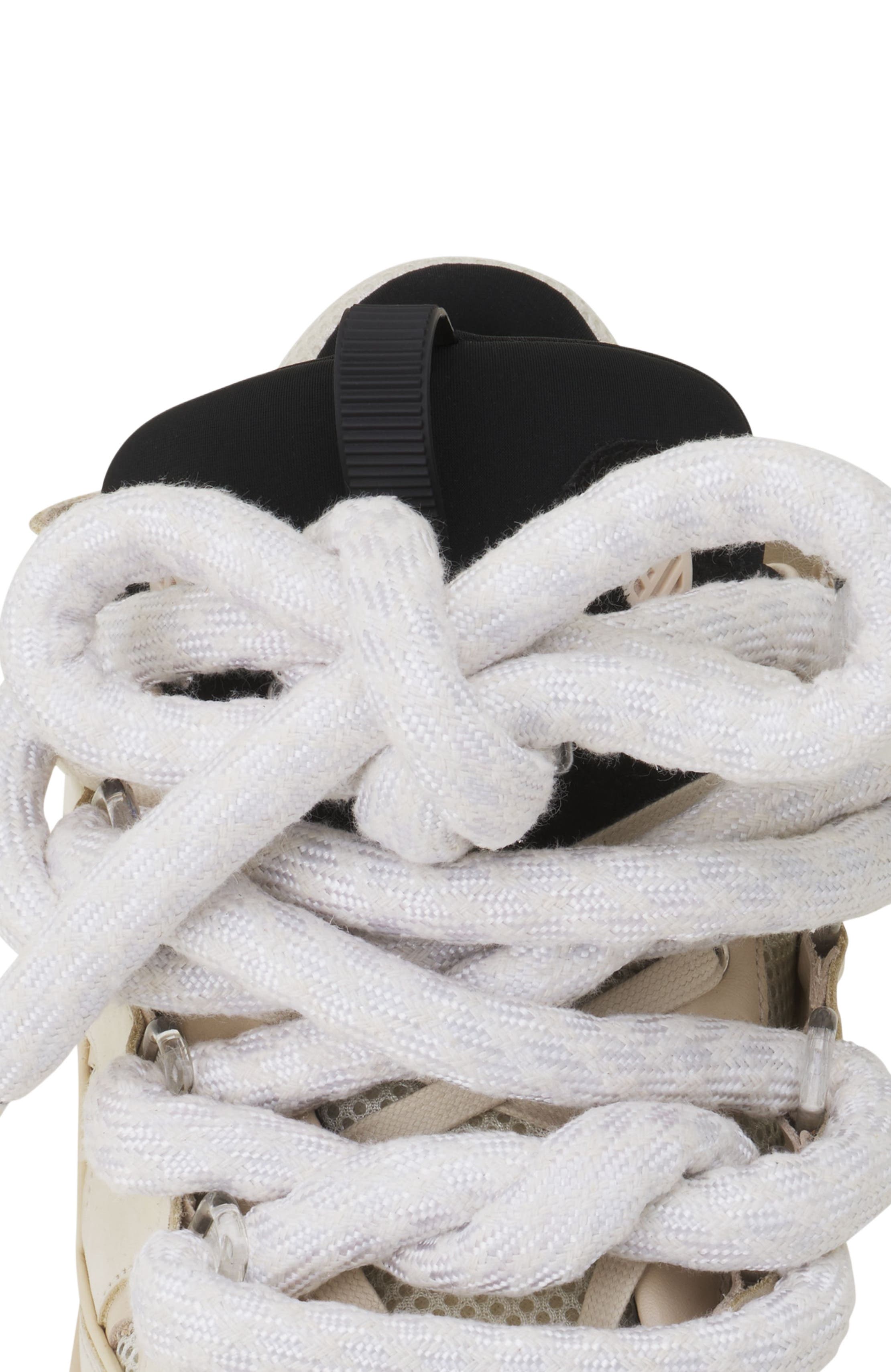 Lanvin Curb Sneakers In Leather With Snake Laces, Alternate, color, Beige/Black