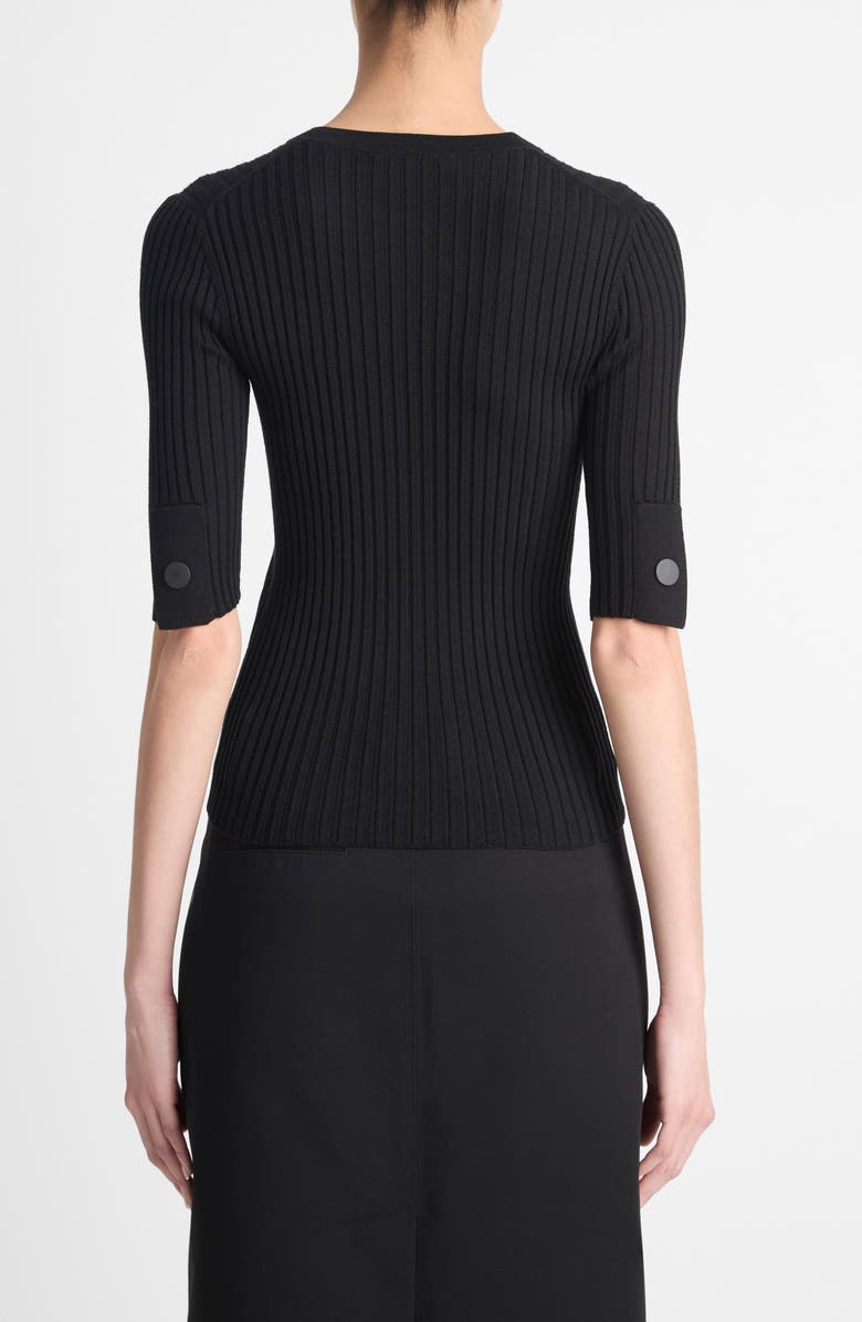 Vince Wool & Silk Blend Rib Sweater, Alternate, color, Black