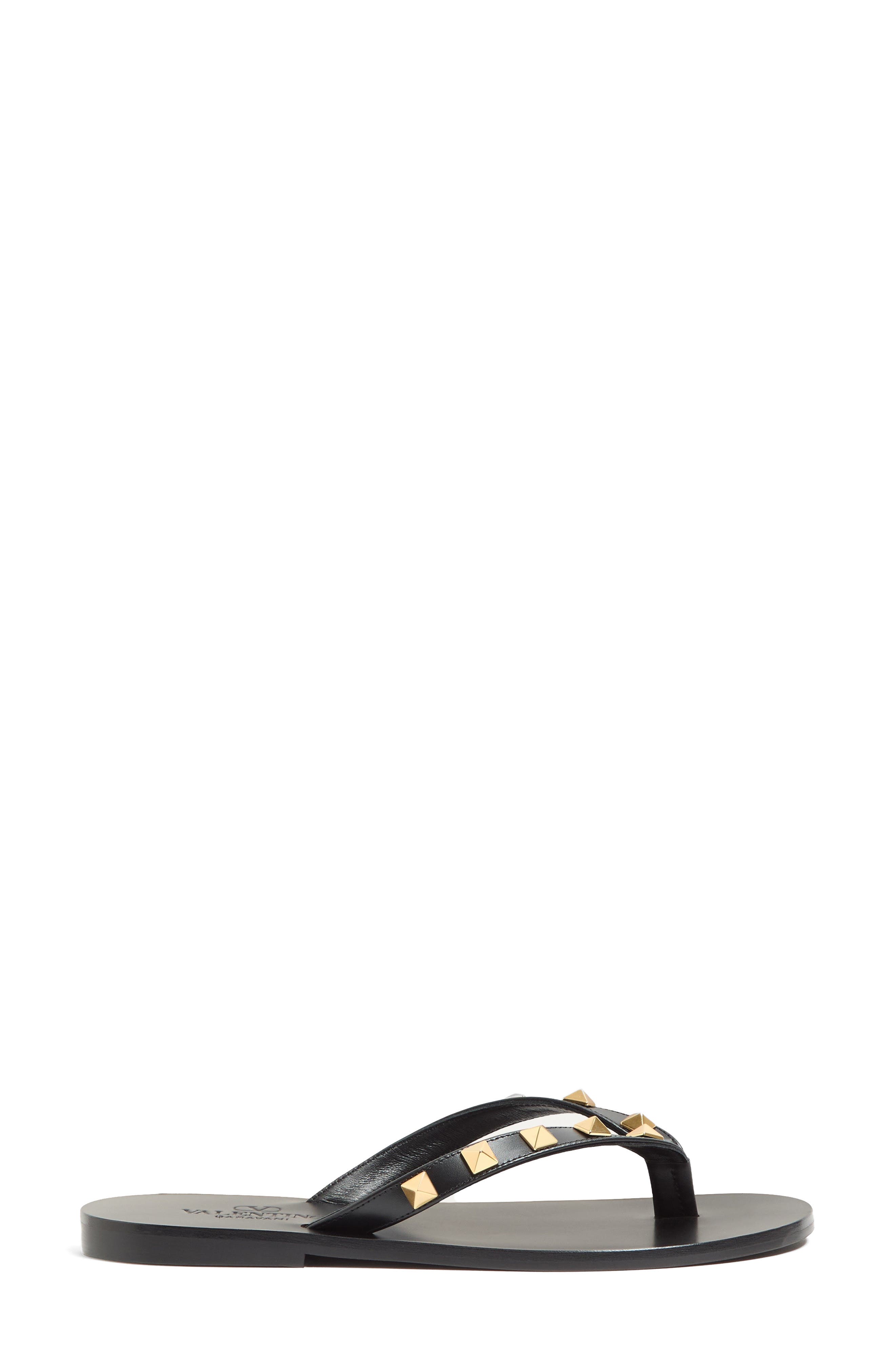 Valentino Rockstud Flip Flop, Alternate, color, Black