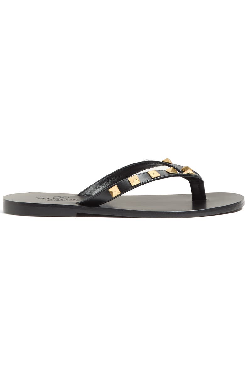 Valentino Rockstud Flip Flop, Alternate, color, Black