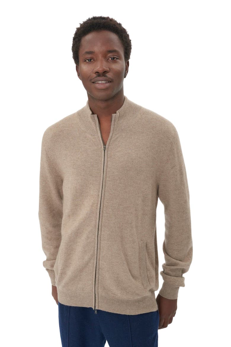 Essential Full-Zip Cashmere Cardigan, Alternate, color, taupe