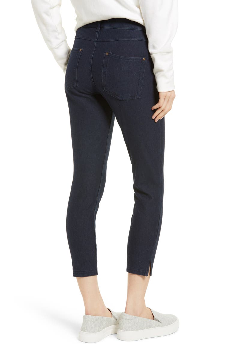 Split Hem Denim Leggings, Alternate, color, DEEP INDIGO WASH