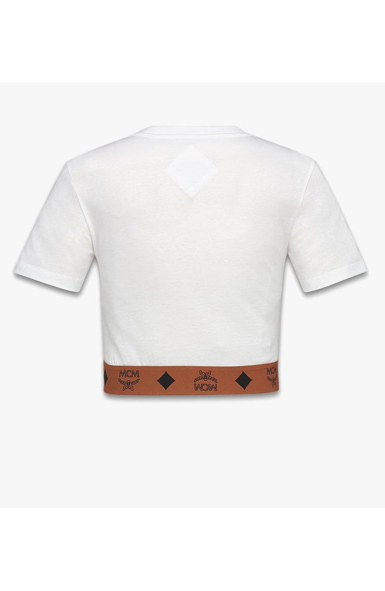 MCM Monogram Cropped T-Shirt in Organic Cotton, Alternate, color, White