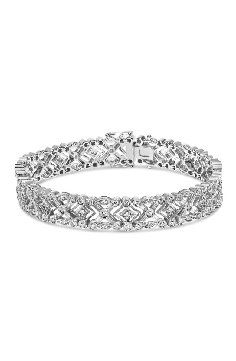 Haus of Brilliance 18K White Gold 3 3/4 Cttw Diamond Art Deco Link Bracelet, Main, color, White