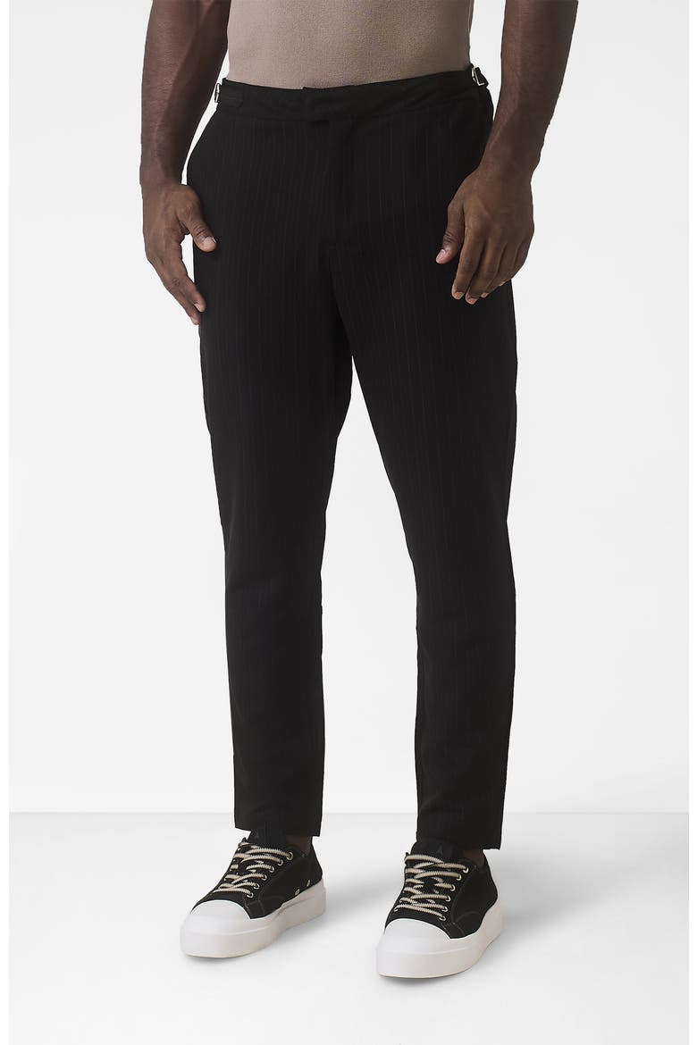 Savile Slim Pinstripe Chino Trousers, Main, color, Black