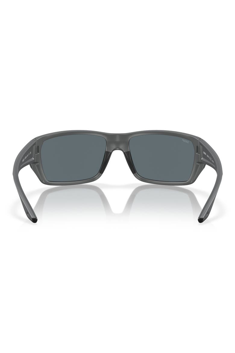 Tailfin 60mm Polarized Rectangular Sunglasses, Alternate, color, MATTE GRAY/ BLUE MIRROR 580P