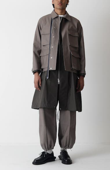 Sacai x WTAPS® Layered Mixed Media Coat | Nordstrom